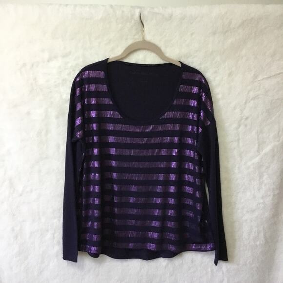 Calvin Klein Purple Sequin Long Sleeve Top - Picture 1 of 7